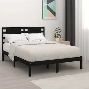 Berkfield Bed Frame Black Solid Wood Pine 200x200 cm