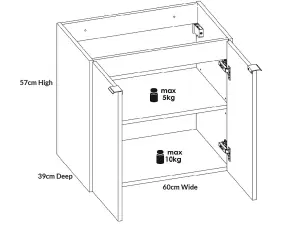 Bathroom Cabinet Set 2 Slim Floating Storage and Vanity Units Oak Effect Nova