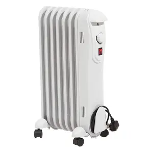 Electric 7 Fin 1.5kW Oil Filled Radiator - Portable Heater with 3 Heat Settings, Adjustable Thermostat & Overheat Safety Cut Out