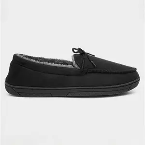 The Slipper Company Oscar Mens Black Moccasin - Size 9 - Mens Slippers Moccasin