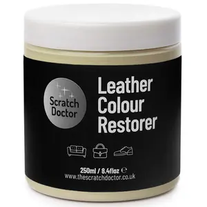 Scratch Doctor Leather Colour Restorer, Recolouring Balm for faded and worn leather 250ml Cream