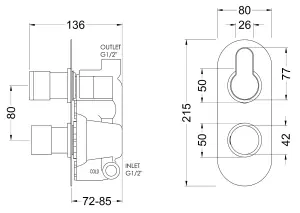 Pride Round Concealed Twin Thermostatic Shower Valve (1 Outlet) - Brushed Pewter - Balterley