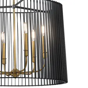 Luminosa Kichler Linara Wire Frame Pendant Ceiling Light Black & Natural Brass