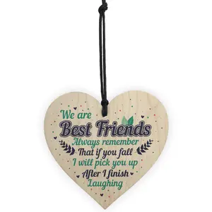 Red Ocean Best Friend Novelty Handmade Wooden Hanging Heart Sign Christmas Gift For Friend Thank You Gifts