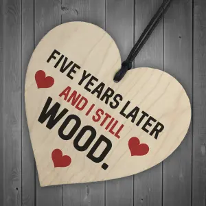 Funny 5th Anniversary Gift For Wife Husband Wood Heart Gift For Him Her Keepsake