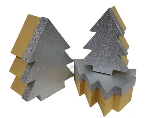 Silver Glitter Christmas Tree Gift Boxes Set of 3 Nestable Gift Boxes