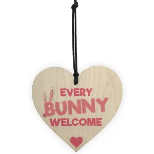 Red Ocean every Bunny Welcome Wooden Hanging Plaque Easter Egg Hunt Sign