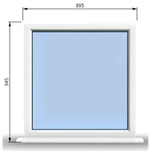 895mm (W) x 945mm (H) PVCu StormProof Window - 1 Non Opening Window - Toughened Safety Glass - White