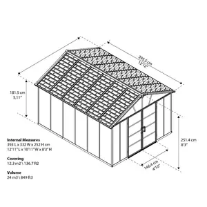 Yukon 13 ft. W x 11 ft. D Polycarbonate Garden Shed Without Floor