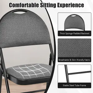 Costway Set of 6 Folding Fabric Chair Padded Kitchen Dining Seat Portable Guest Chair