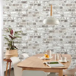 GoodHome Givry Beige Stone effect Brick Textured Wallpaper