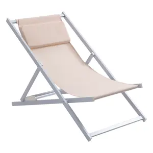 Outsunny 2Pcs Texteline Chaise Lounge Recliner Chair Adjust Lounger Patio Beige