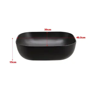 Rectangular Ceramic Bathroom Sink Countertop Basin Black W 495mm x D 390mm