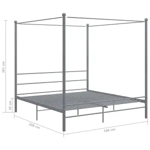 Berkfield Canopy Bed Frame Grey Metal 180x200 cm 6FT Super King