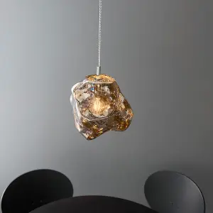 Granite Chrome Metallic Glass Modern contemporary 1 light Ceiling Pendant