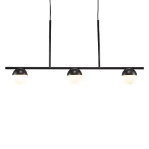 Nordlux Contina 3-Spot Indoor Dining Kitchen Pendant Ceiling Light in Black (Diam) 10cm