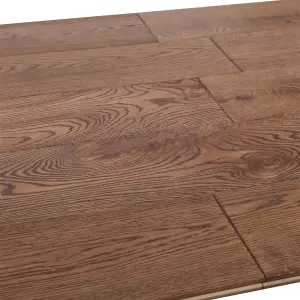 GoodHome Skanor Dark Brown Oak effect Oak Solid wood flooring, Pack of 1, 1.3m²