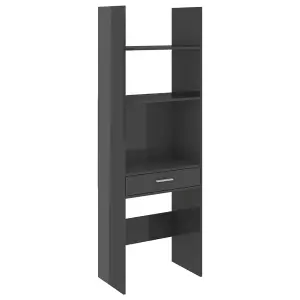 Berkfield Book Cabinet High Gloss Grey 60x35x180 cm Engineered Wood