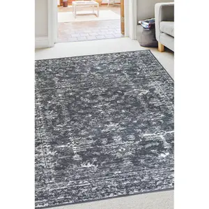 Melrose Colorama Traditional Design Charcoal Large Indoor Area Rug 160/230cm