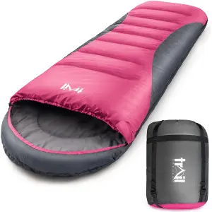 Trail Alpine 400 Hooded Envelope Sleeping Bag 3 4 Season Camping Pink Carry Bag