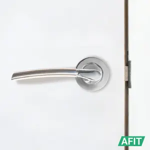 AFIT Internal Door Handle Bathroom Set - Polished/Satin Chrome Duo Finish - 64mm Lock 76mm Hinges Boston Range