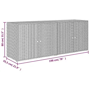 Berkfield Garden Storage Cabinet Grey 198x55.5x80 cm Poly Rattan