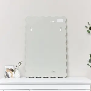 Melody Maison Taupe Grey Wave Framed Wall Mirror 90cm x 60cm