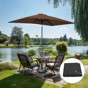 SunDaze 2x3M Rectangular Coffee Garden Parasol Outdoor Patio Umbrella, Base Weights & Weather Protective Cover