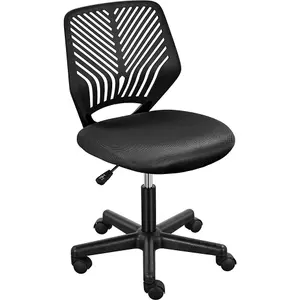 Yaheetech Ergonomic Armless Mesh Office Chair - Black