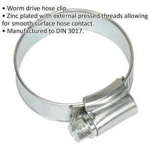 30 PACK Zinc Plated Hose Clip - 25 to 38mm Diameter - External Pressed Threads