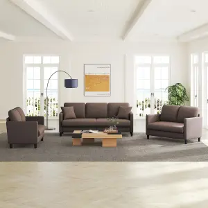 Neche 2 Seater Small Couch, Teddy Velvet Loveseat Sofa for Bedroom - Brown