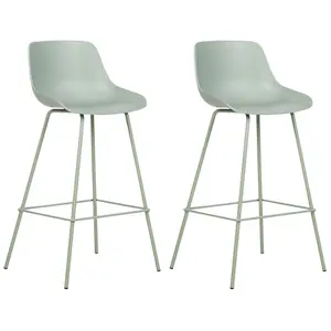 Set of 2 Bar Chairs EMMET Light Green