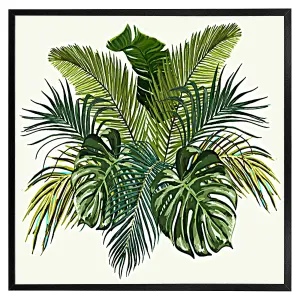 Green tropical foliage (Picutre Frame) / 20x20" / Brown