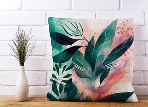 Green Feather leaves Tropical Cushions 45cm x 45cm