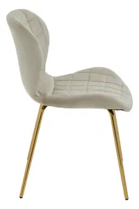 Mink Velvet Dining Chair, Velvet Upholstered Accent Dining Table Chair, Gold Finish Legs Living Room Chair