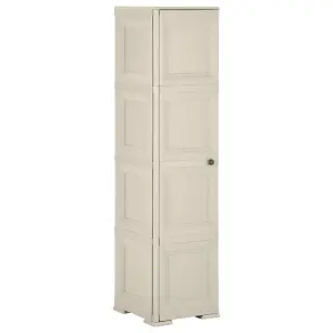 Berkfield Plastic Cabinet 40x43x164 cm Wood Design Cream