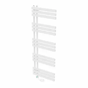 Rinse Bathrooms Designer Electric Thermostatic Heated Towel Rail D Shape Bathroom Ladder Style Radiator Warmer 1600x600mm White