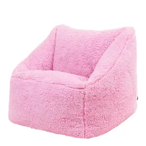 Kids Bean Bag Chair - Pink Fluffy Beanbag for Children