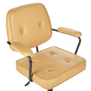 Desk Chair Faux Leather Yellow PAWNEE