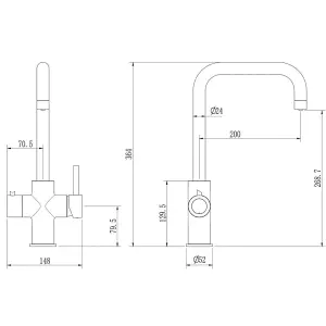 Liquida EBT411CP 4 In 1 Brushed Copper Kitchen Instant Boiling Hot Water Tap