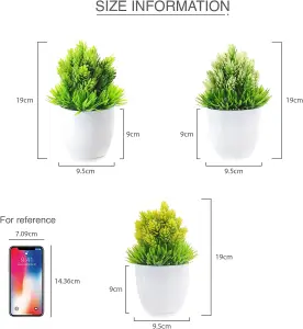 Bedbric Set of 3 Artificial Plants Green Ambience Indoor Outdoor Decor for Bedroom Office Home