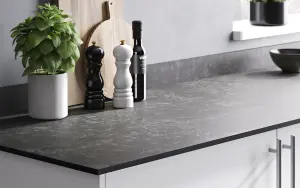 GoodHome 12mm Nepeta Matt Grey Mineral effect Paper & resin Square edge Kitchen Worktop, (L)2000mm