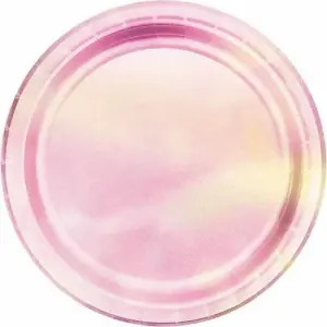 Creative Party Paper Iridescent Party Plates (Pack of 8) Pink/Yellow (One Size)