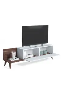 Soho TV Stand with 1 Shelves and 2 Cabinet, 152 x 35 x 43 cm TV Unit Table for TVs up to 55 inch, Walnut/White