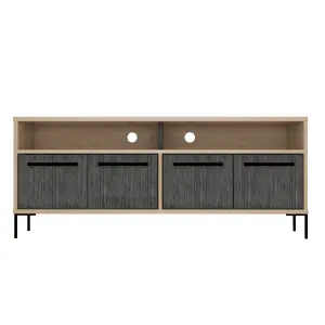 TV unit Wide screen unit with 4 doors, washed oak, Harvard range