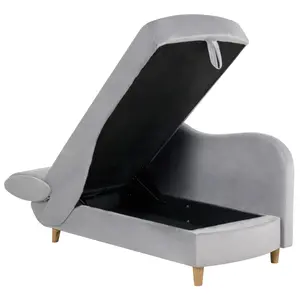 Left Hand Velvet Chaise Lounge with Storage Light Grey MERI II