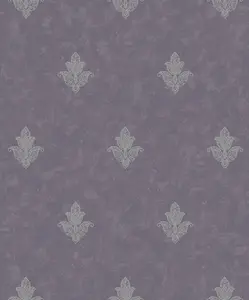 Galerie Emporium Purple Silver Mehndi Motif Embossed Wallpaper