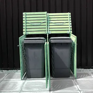 Wooden Double Wheelie Bin Storage - Green