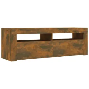 Berkfield TV Cabinet with LED Lights Smoked Oak 120x35x40 cm