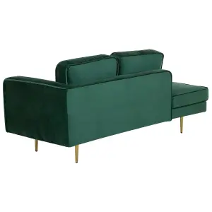 Right Hand Velvet Chaise Lounge Emerald Green MIRAMAS